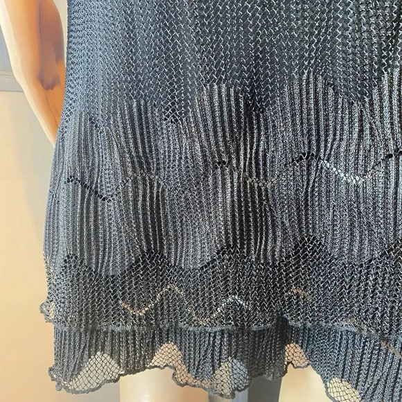 VTG Y2K Orange USA Whimsigoth Witchy Midi Dress S-M Mesh Open Knit Black Stretch - Picture 16 of 16